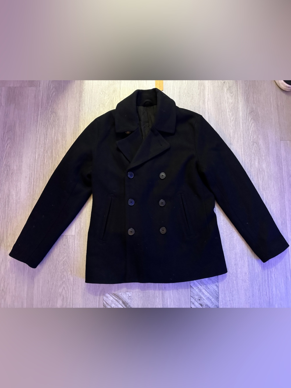 Old Navy Black Double-Breasted Peacoat